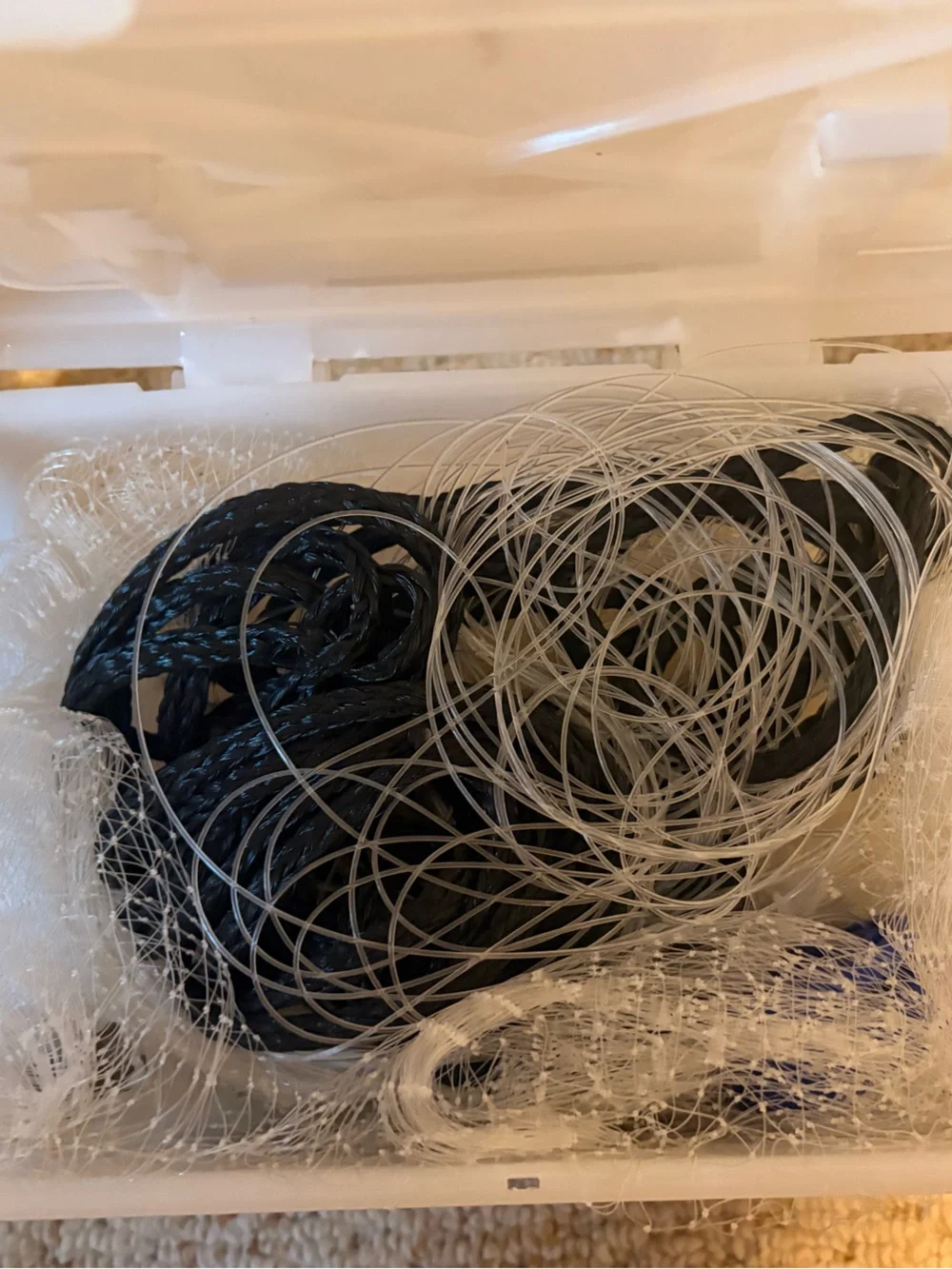 (2) H2OX White Mono Cast Fishing Nets / Storage Bins - (1) 4Ft & (1) 7ft